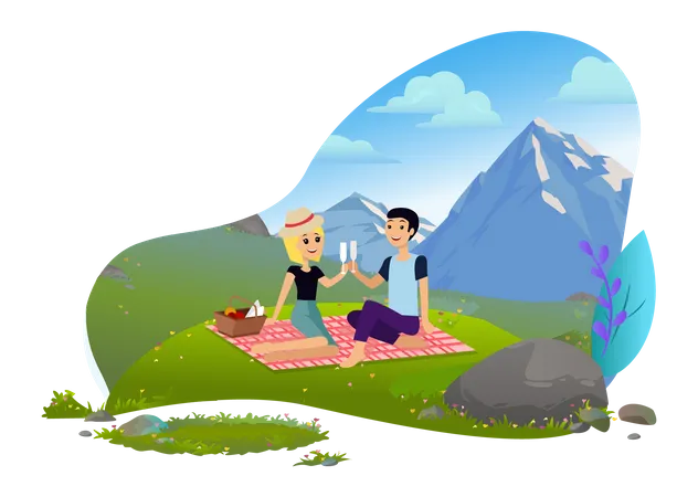 Couple enjoying adventure camp  Illustration