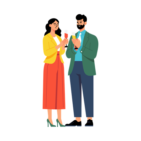 Couple enjoying anniversary Cheers  Illustration