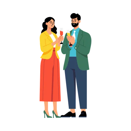 Couple enjoying anniversary Cheers  Illustration
