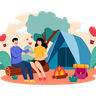 illustrations of couple enjoy camping