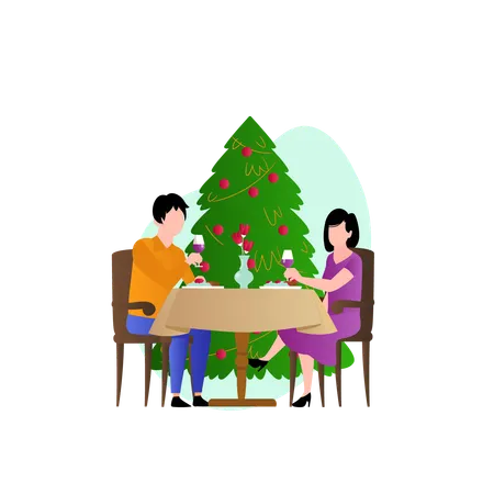 Couple enjoying christmas drink  Illustration