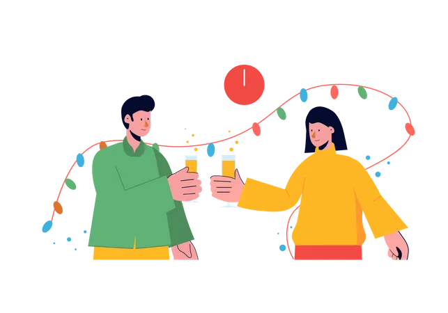 Couple enjoying christmas party  Illustration