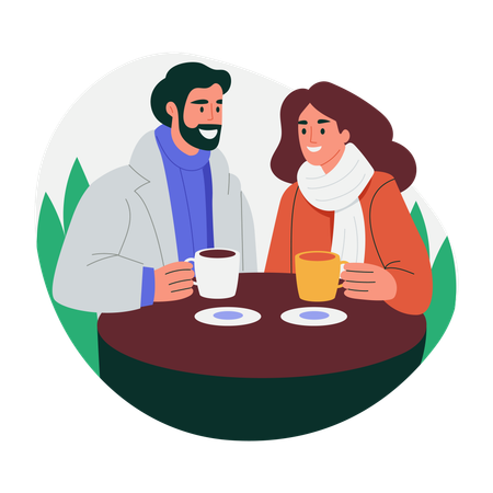 Couple enjoying coffee date  Illustration