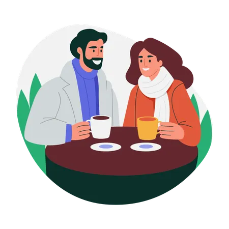 Couple enjoying coffee date  Illustration