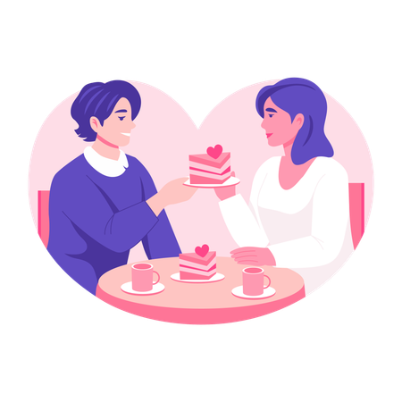 Couple enjoying coffee date  Illustration
