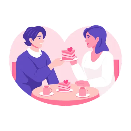 Couple enjoying coffee date  Illustration
