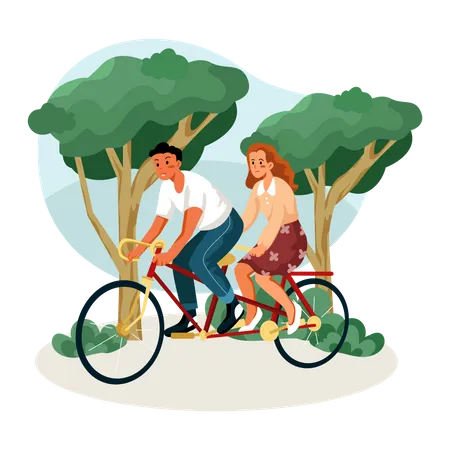 Couple enjoying cycling  Illustration