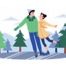 couple ice skating illustration svg