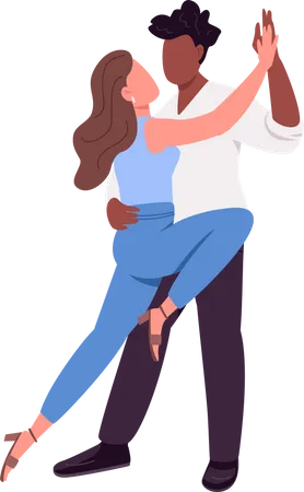 Couple Enjoying Dance Lesson Semi Flat Color Vector Characters Posing Figures Full Body People On White Active Hobby Simple Cartoon Style Illustration For Web Graphic Design And Animation Illustration