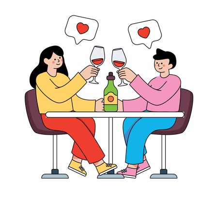 Couple enjoying dinner date  Illustration