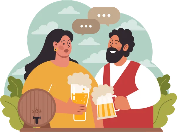 Couple enjoying drink  Illustration