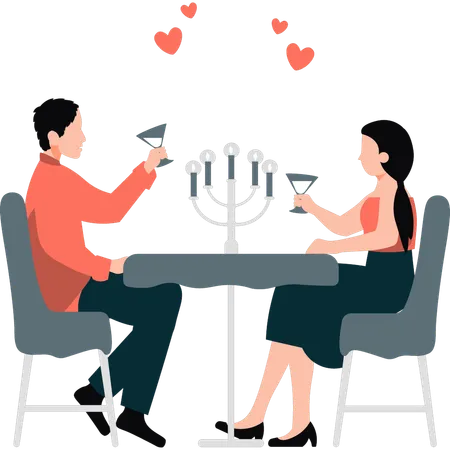 Couple enjoying drink on date  Illustration