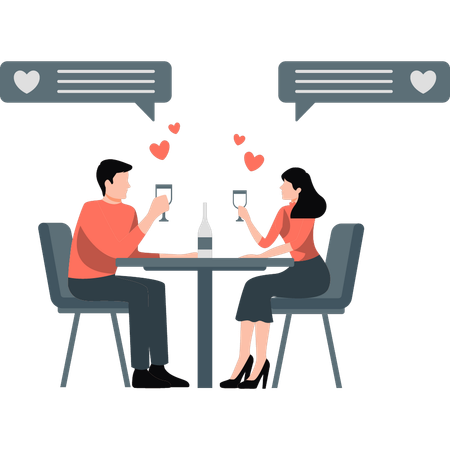 Couple enjoying drink on date  Illustration