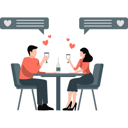 Couple enjoying drink on date  Illustration