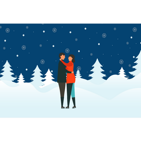 Couple enjoying ice skating  Illustration