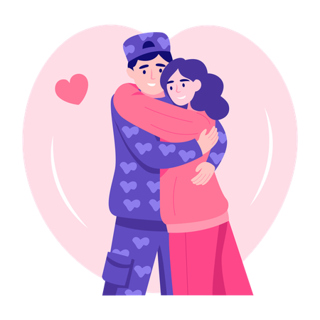 Couple enjoying Long hug  Illustration