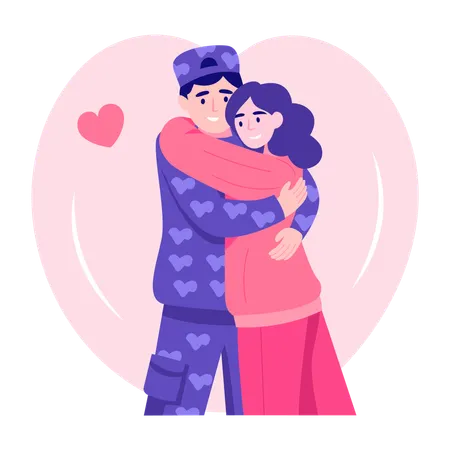 Couple enjoying Long hug  Illustration