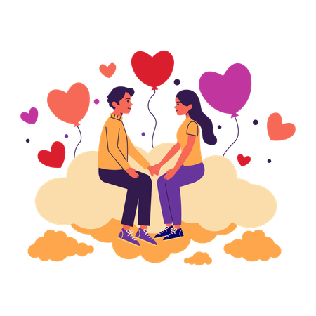 Couple enjoying Love on Valentine's day  Illustration