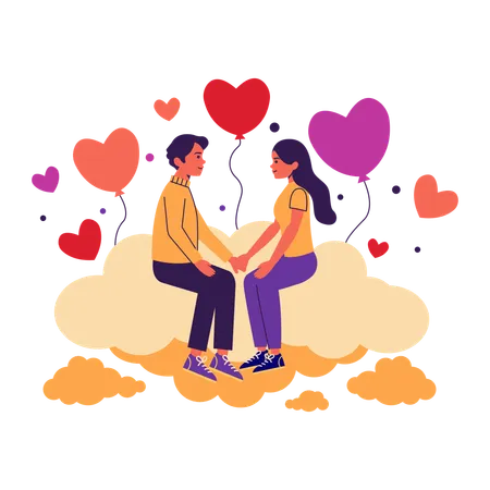 Couple enjoying Love on Valentine's day  Illustration