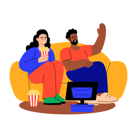 Couple enjoying movie time  Illustration