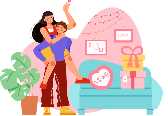 Couple enjoying on anniversary day  Illustration