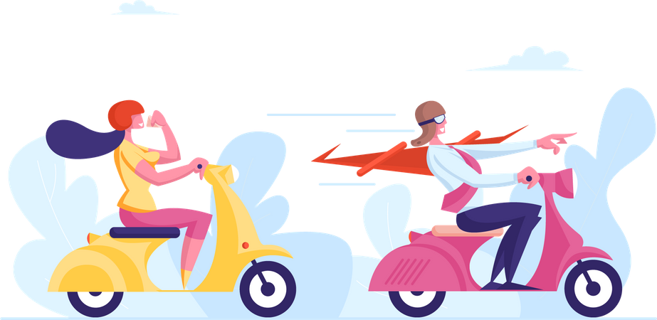 Couple enjoying scooter ride  Illustration
