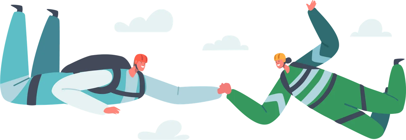 Couple enjoying skydiving  Illustration