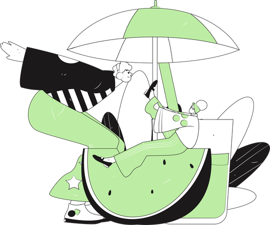 Couple enjoying summer vacation  Illustration