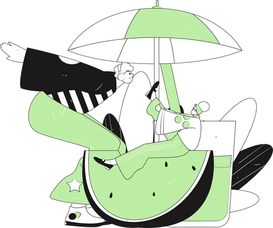 Couple enjoying summer vacation  Illustration