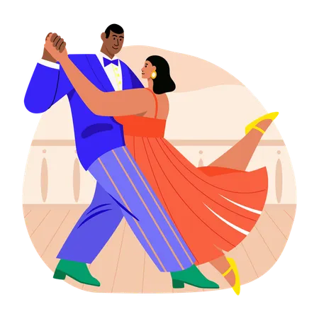 Couple enjoying Tango dance  Illustration