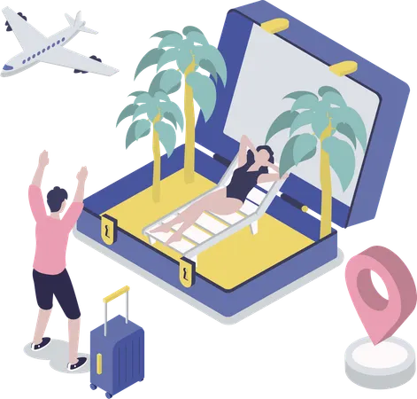 Couple enjoying their holidays  Illustration