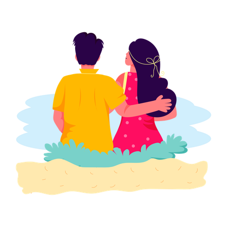 Couple enjoying their Vacation  Illustration