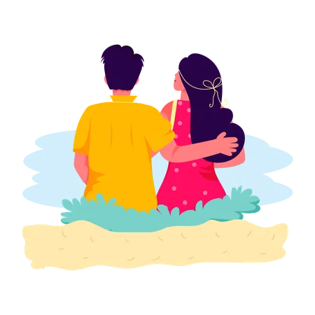 Couple enjoying their Vacation  Illustration