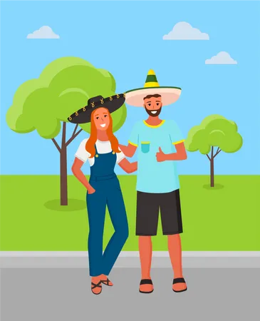 Couple enjoying together in park  Illustration