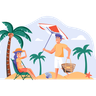 illustrations for couple enjoying vacation