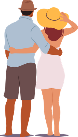 Couple enjoying vacation while standing together  Illustration