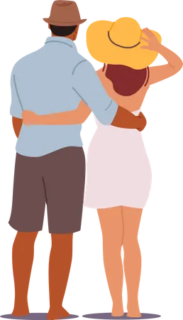 Couple enjoying vacation while standing together  Illustration