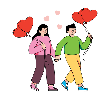 Couple enjoying Valentines day  Illustration