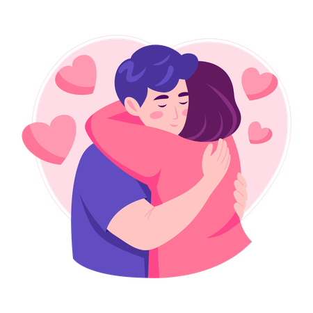 Couple enjoying Warm hug  Illustration