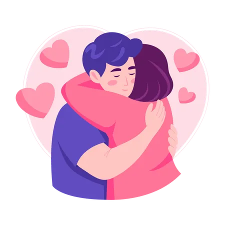 Couple enjoying Warm hug  Illustration