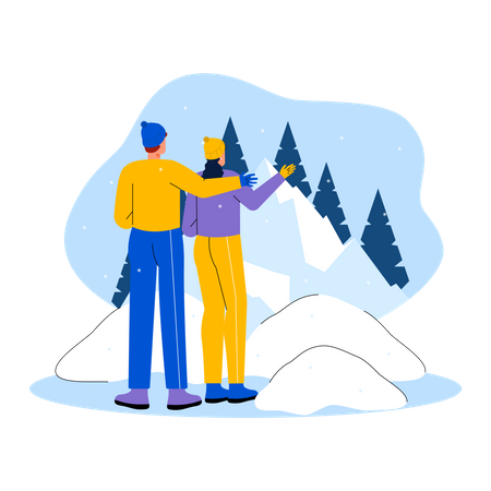 Couple enjoying winter season  Illustration