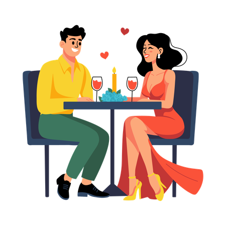 Couple enjoys Date Night  Illustration