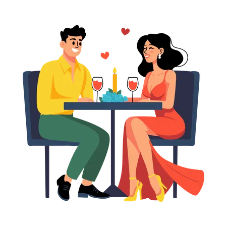 Couple enjoys Date Night  Illustration