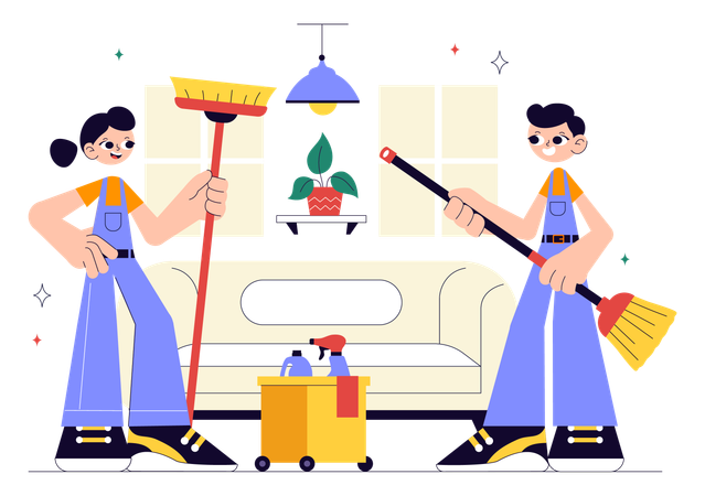 Couple enjoys Home Cleaning Service  Illustration