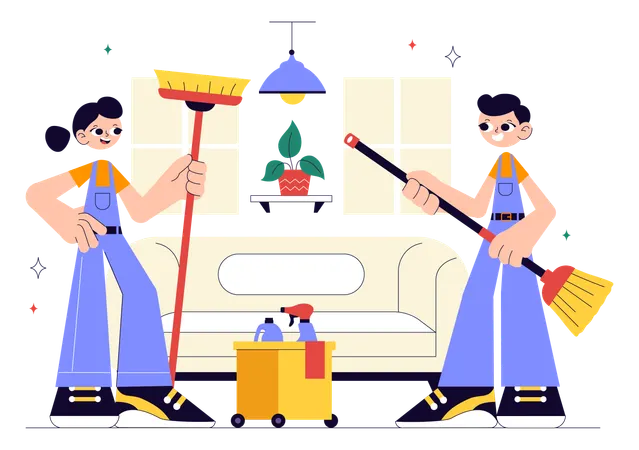 Couple enjoys Home Cleaning Service  Illustration