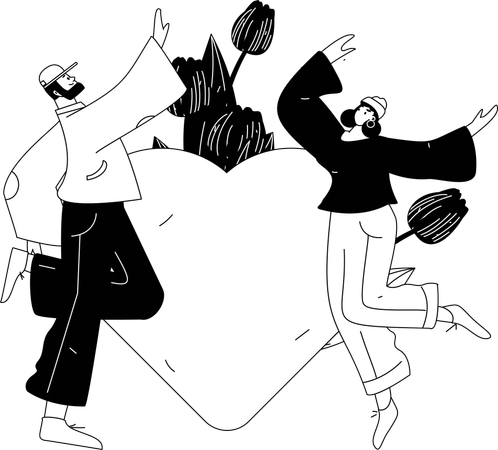 Couple enjoys love day  Illustration