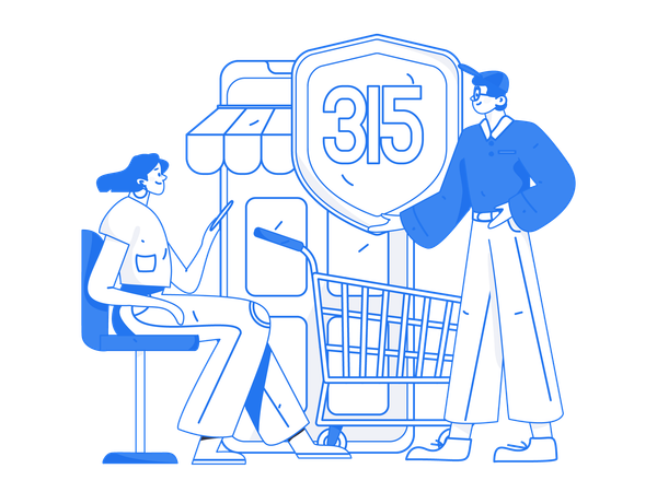 Couple enjoys shopping under 315 protection  Illustration