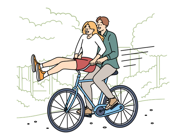 Couple, faire du vélo  Illustration