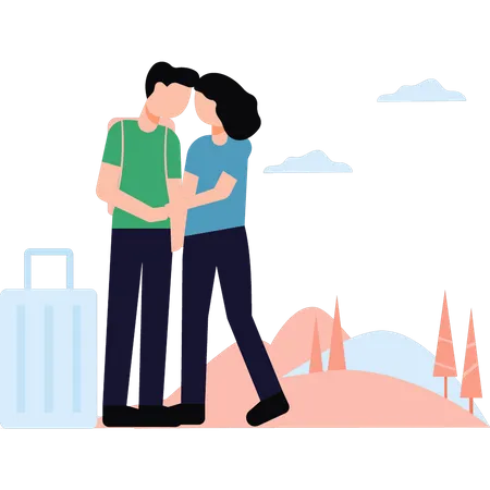 Le couple est en vacances  Illustration