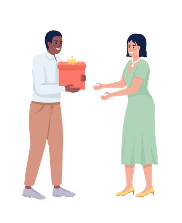 Couple exchanging gifts  Illustration